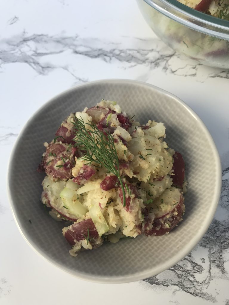 a bowl of German potato salad