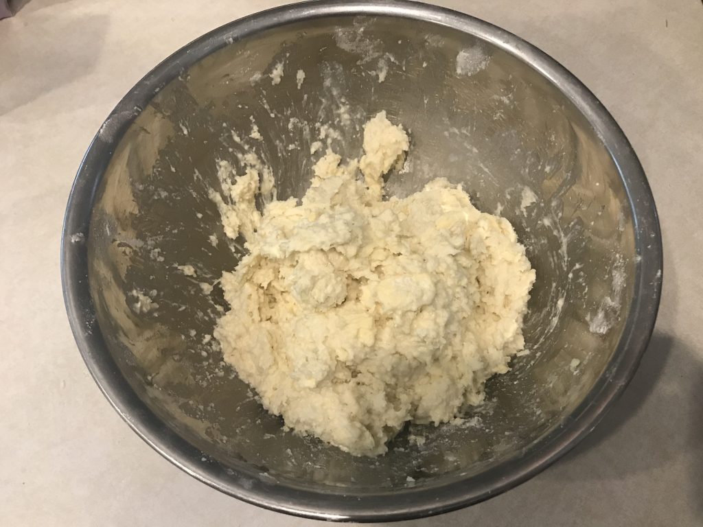 wet, shaggy biscuit dough