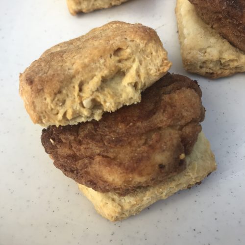 a Quorn nugget in a mini biscuit