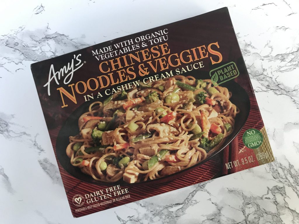 the box of the Amy's Chinese Noodles and Veggies box